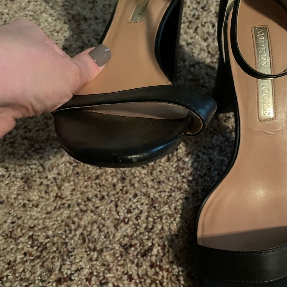 Audrey Brooke Black Ankle Strap Heels Classy Elegant - Picture 10 of 10
